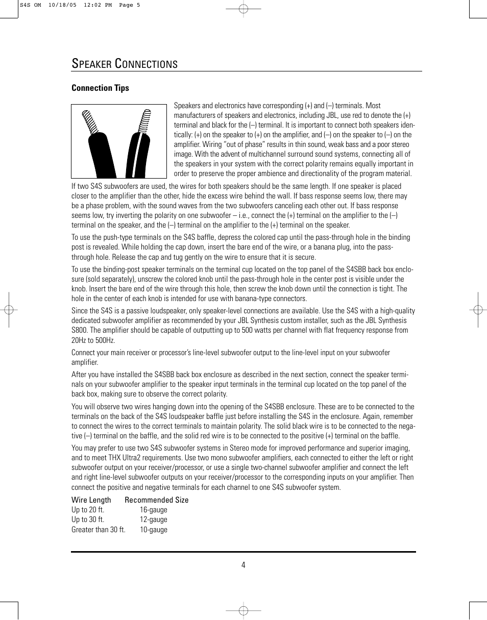 JBL Synthesis S4S User Manual | Page 4 / 12