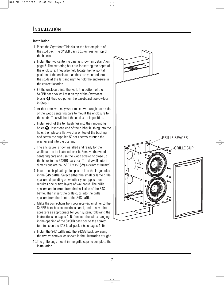 Nstallation | JBL Synthesis S4S User Manual | Page 7 / 12