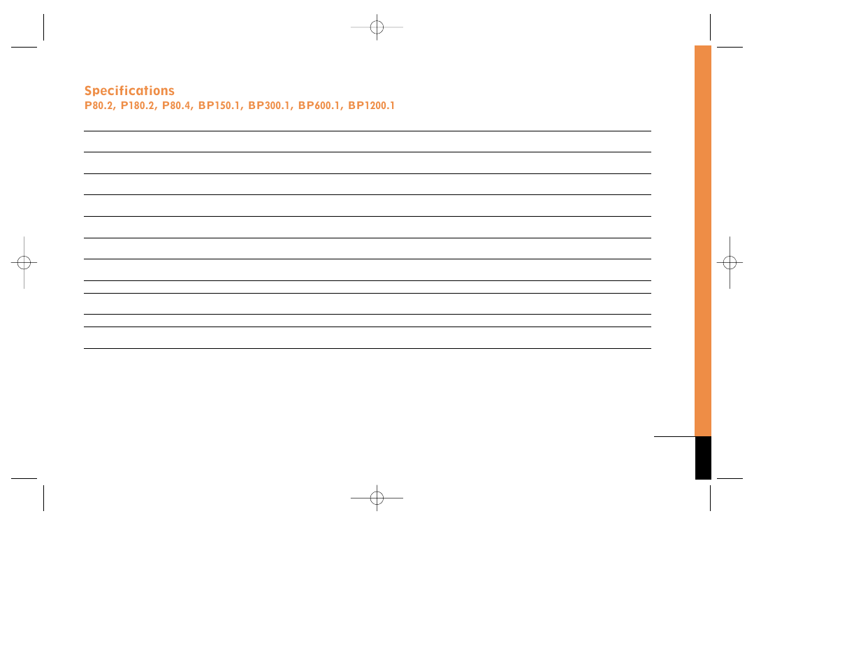 Specifications | JBL P80.2 User Manual | Page 7 / 8