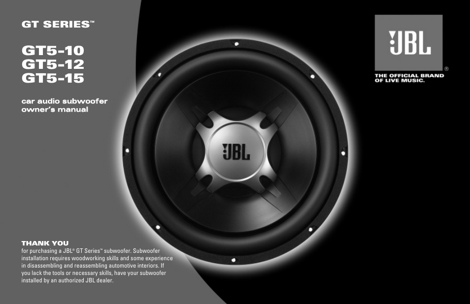 JBL GT5-12 User Manual | 4 pages