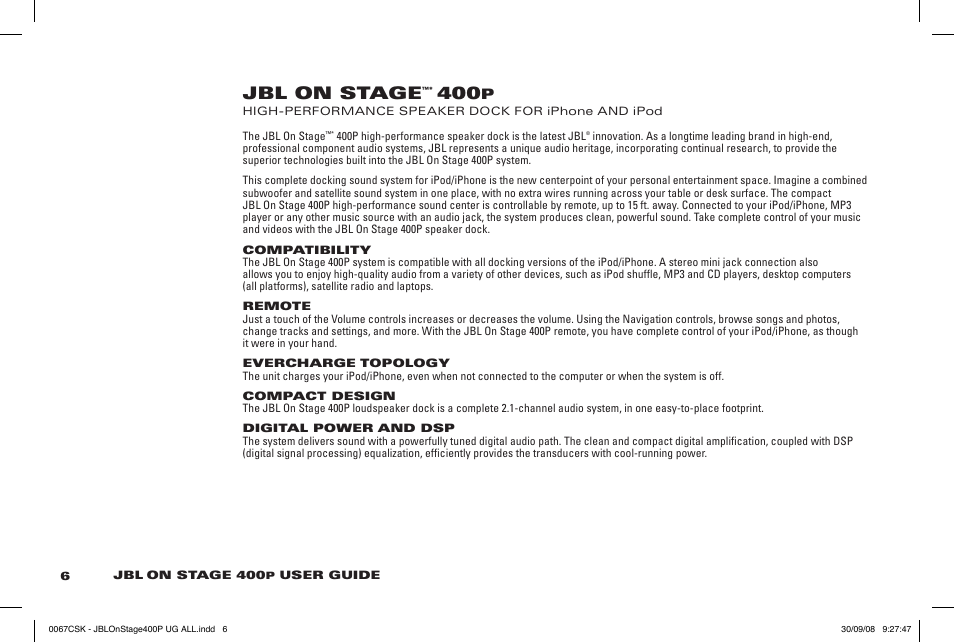 Jbl on stage | JBL ON STAGE 400P User Manual | Page 4 / 8