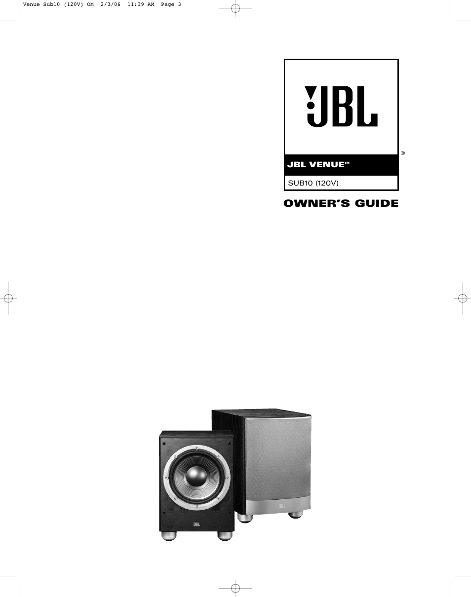 JBL SUB10 User Manual | 8 pages