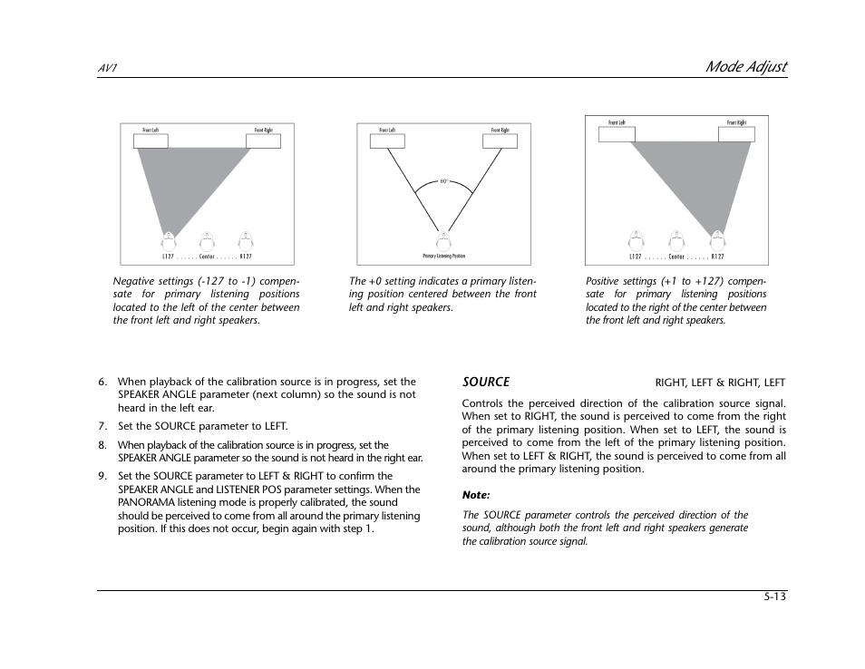 Mode adjust | JBL AV1 User Manual | Page 111 / 160