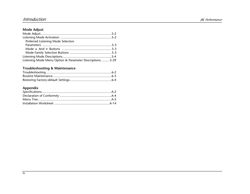 Introduction | JBL AV1 User Manual | Page 12 / 160