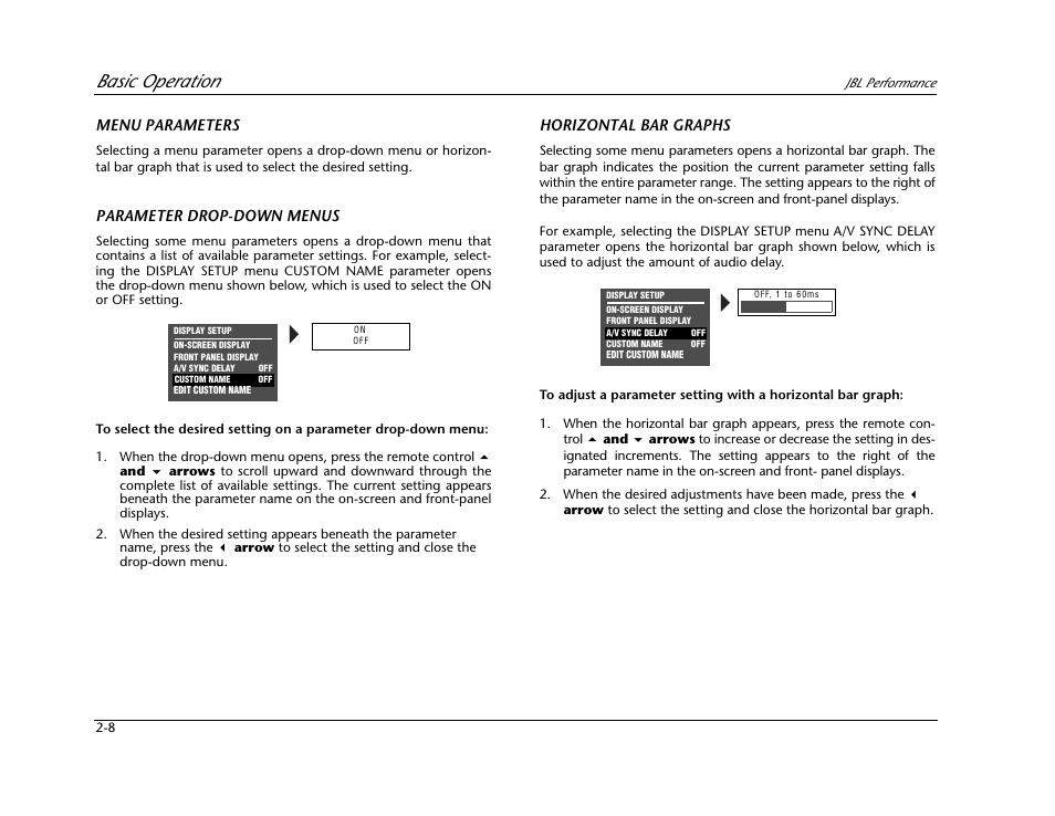 Basic operation | JBL AV1 User Manual | Page 26 / 160