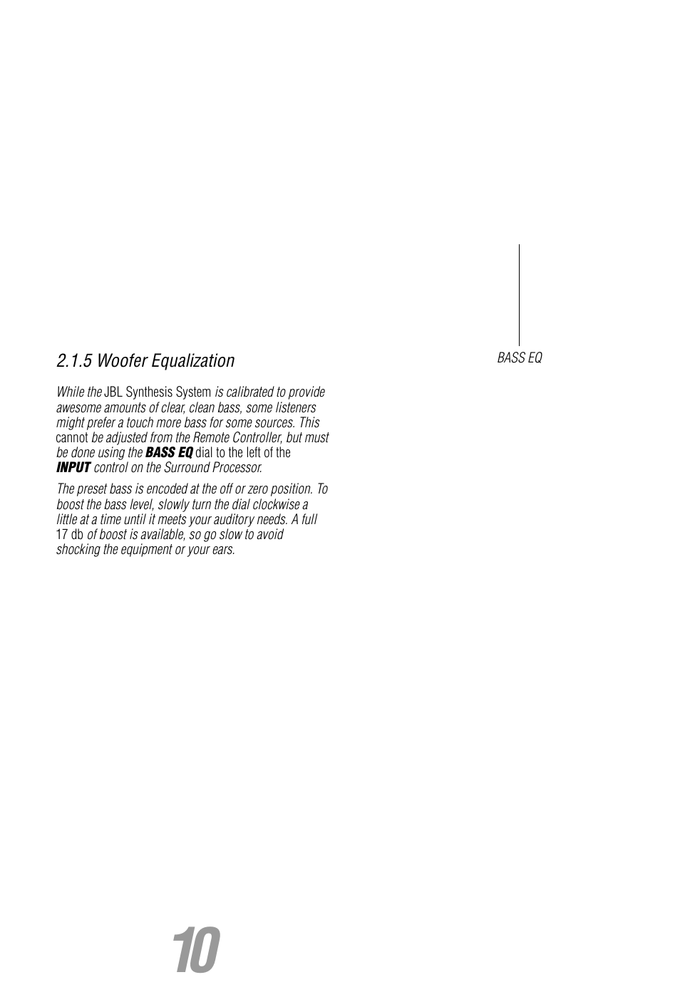 JBL Synthesis User Manual | Page 10 / 23