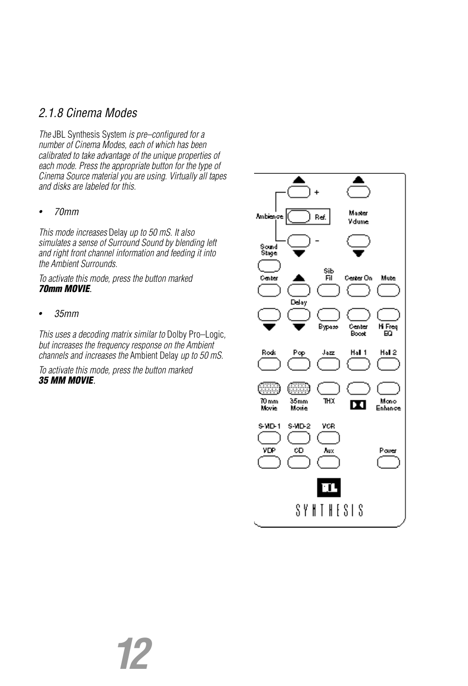 JBL Synthesis User Manual | Page 12 / 23