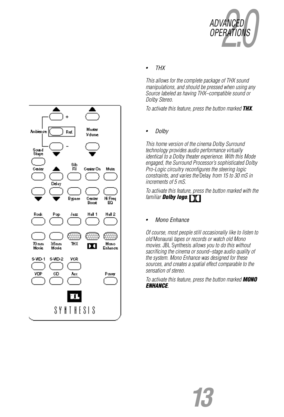 JBL Synthesis User Manual | Page 13 / 23