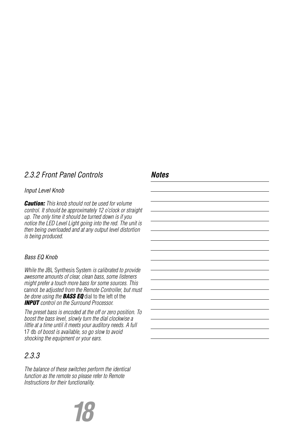 JBL Synthesis User Manual | Page 18 / 23