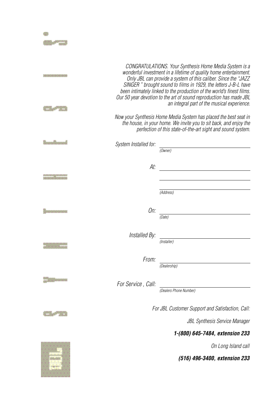 JBL Synthesis User Manual | Page 2 / 23