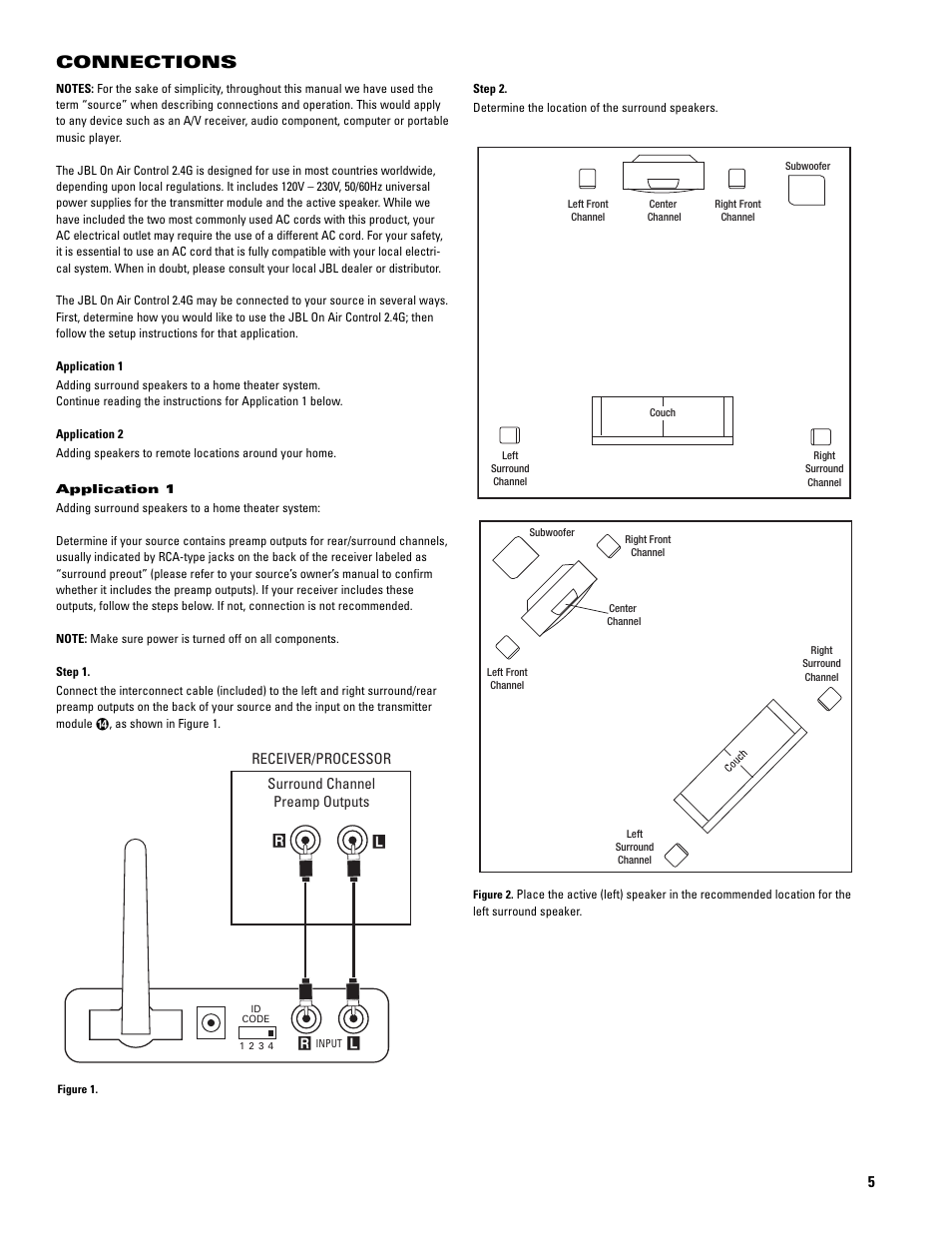 Connections | JBL 2.4G User Manual | Page 5 / 12