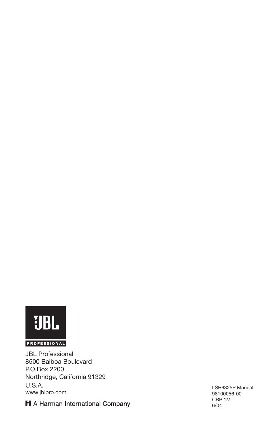 JBL LSR6312SP User Manual | Page 18 / 18