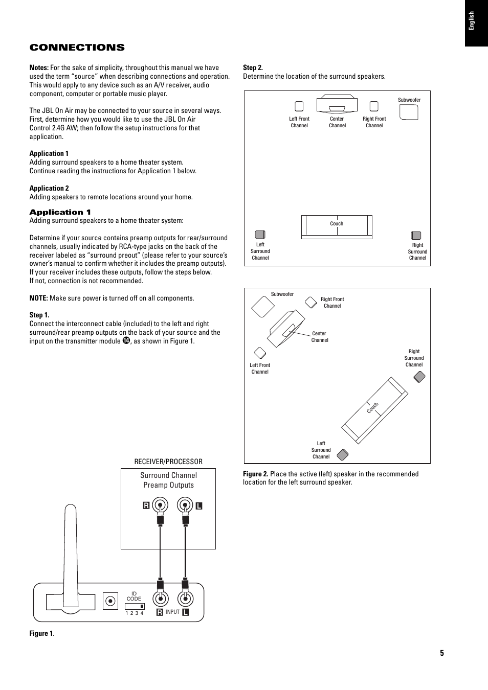 Connections | JBL 2.4G AW User Manual | Page 5 / 12