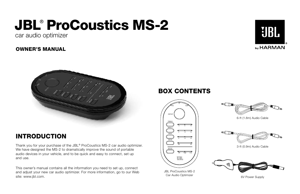 JBL PROCOUSTICS MS-2 User Manual | 6 pages