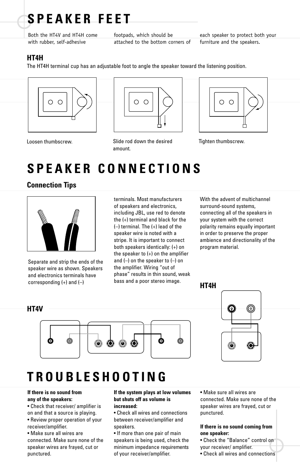 Ht4h, Connection tips, Ht4v | JBL HT4V User Manual | Page 3 / 4