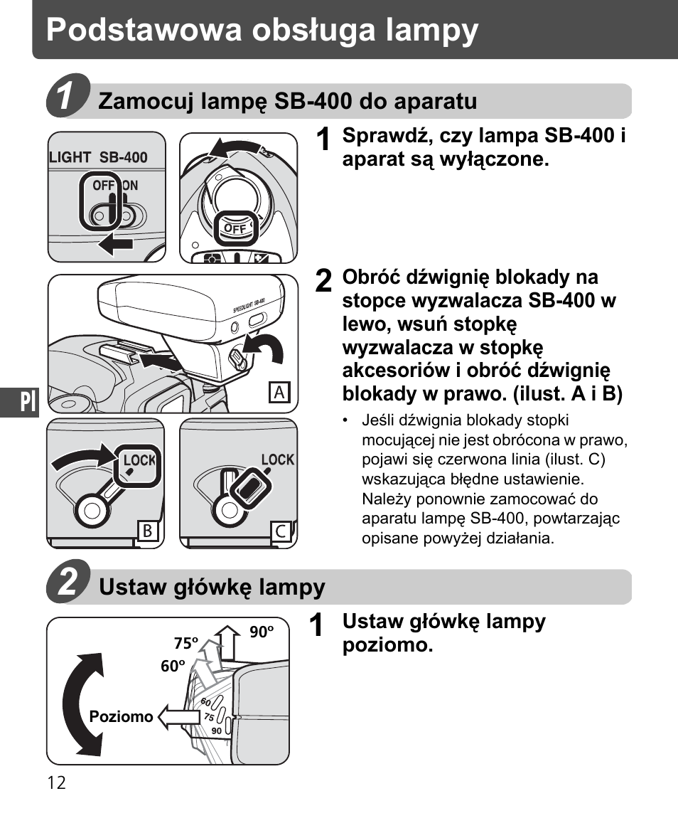 Podstawowa obsługa lampy | Nikon Speedlite SB-400 User Manual | Page 157 / 218