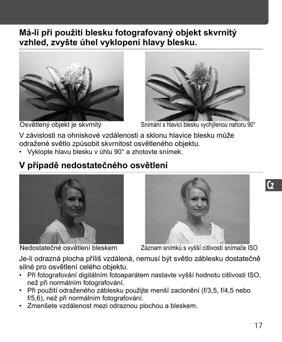 V případě nedostatečného osvětlení | Nikon Speedlite SB-400 User Manual | Page 186 / 218