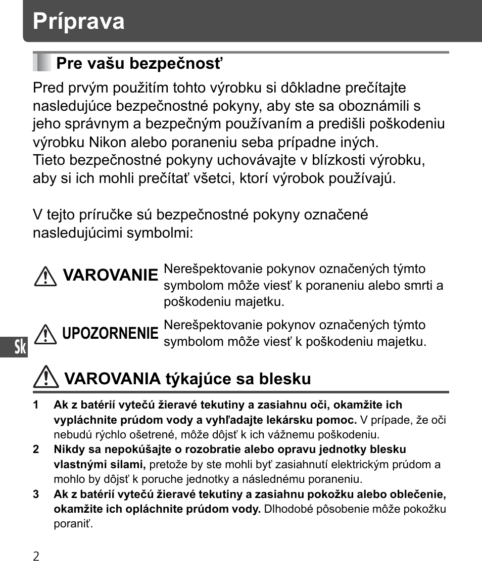 Príprava | Nikon Speedlite SB-400 User Manual | Page 195 / 218