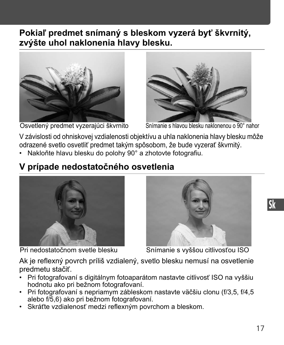V prípade nedostatočného osvetlenia | Nikon Speedlite SB-400 User Manual | Page 210 / 218