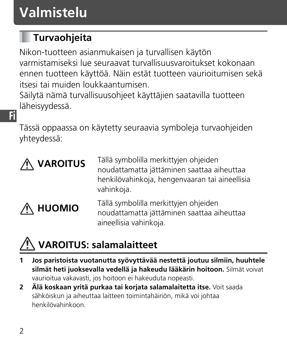 Valmistelu | Nikon Speedlite SB-400 User Manual | Page 75 / 218