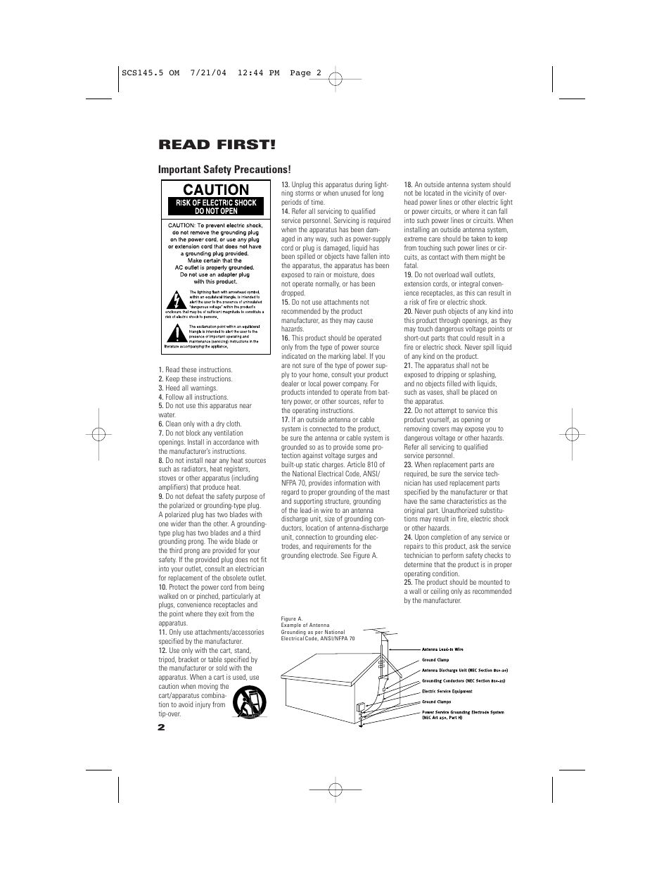 Read first | JBL SCS145.5 User Manual | Page 2 / 12