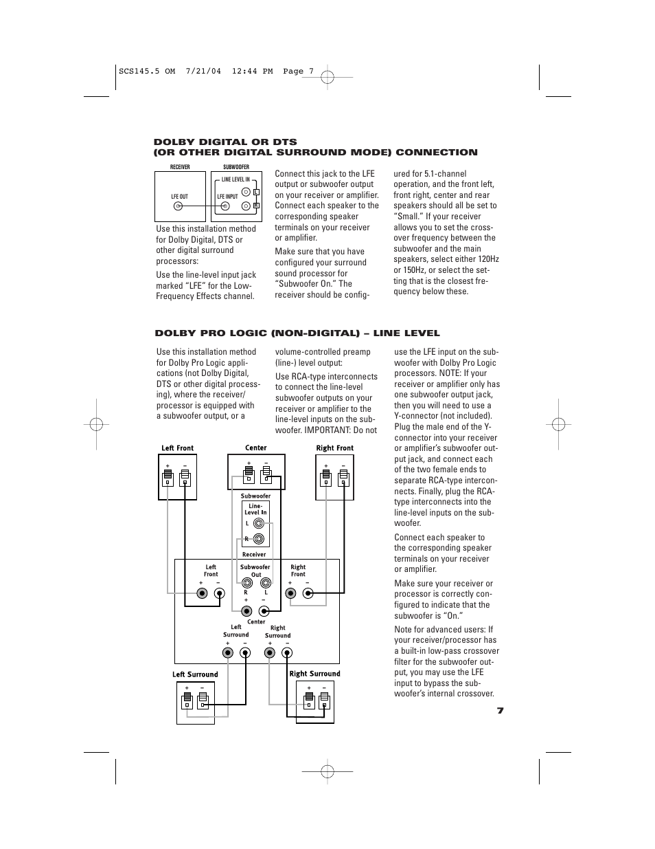 JBL SCS145.5 User Manual | Page 7 / 12