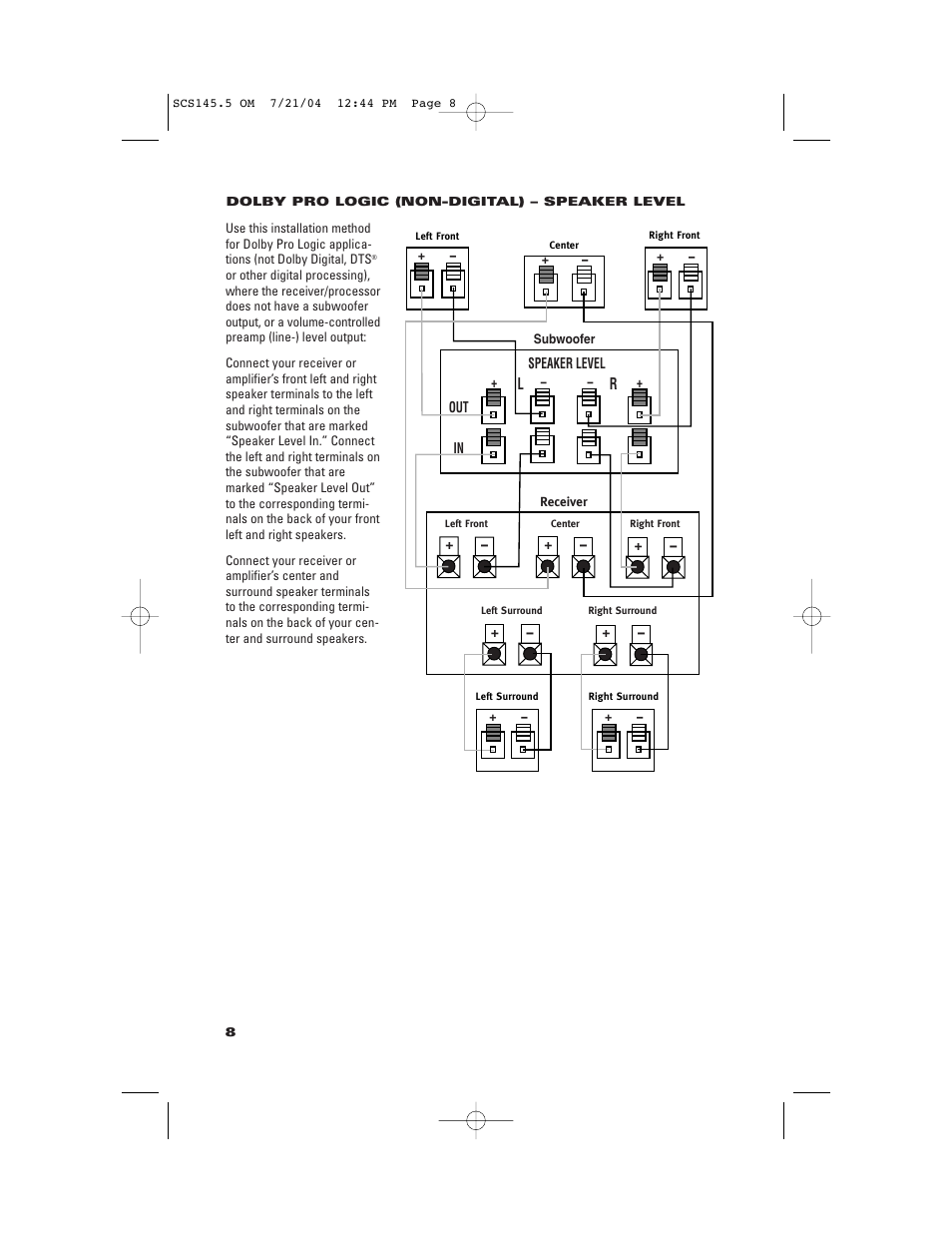 JBL SCS145.5 User Manual | Page 8 / 12