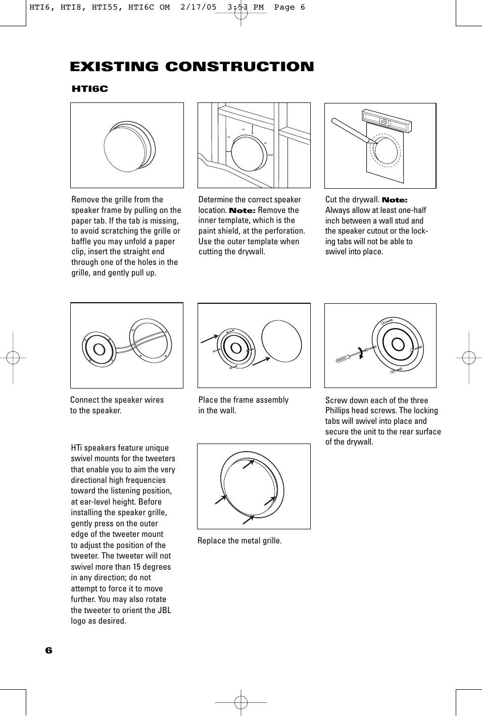 Existing construction | JBL HTI8 User Manual | Page 6 / 8