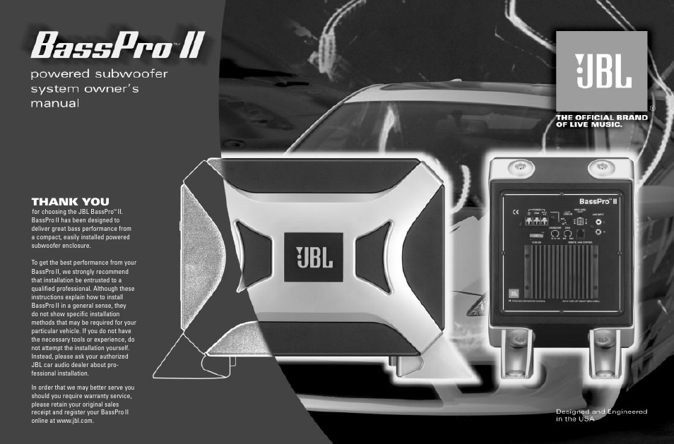 JBL BassProTM II User Manual | 8 pages
