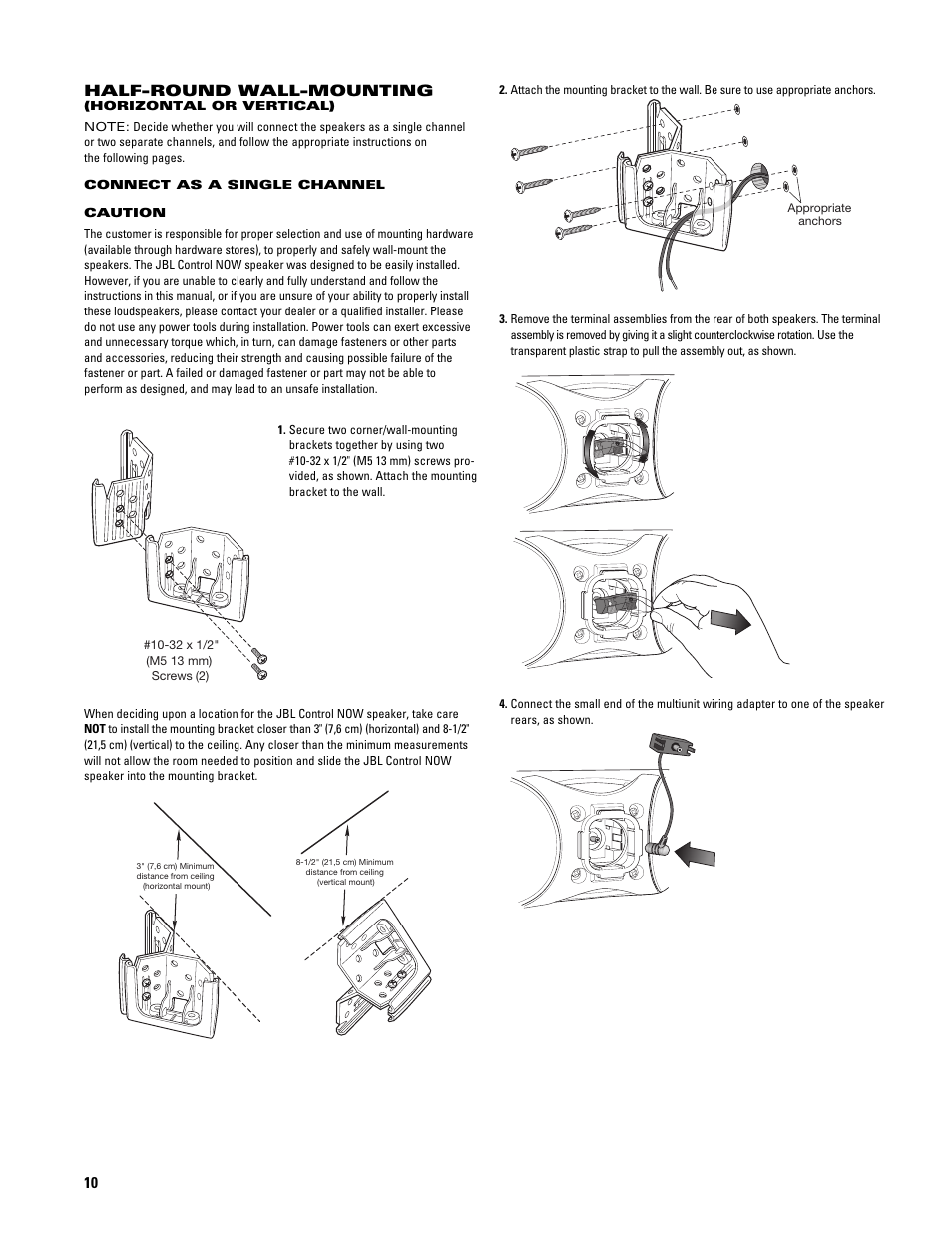 10 half-round wall-mounting | JBL CONTROL NOW AW User Manual | Page 10 / 30