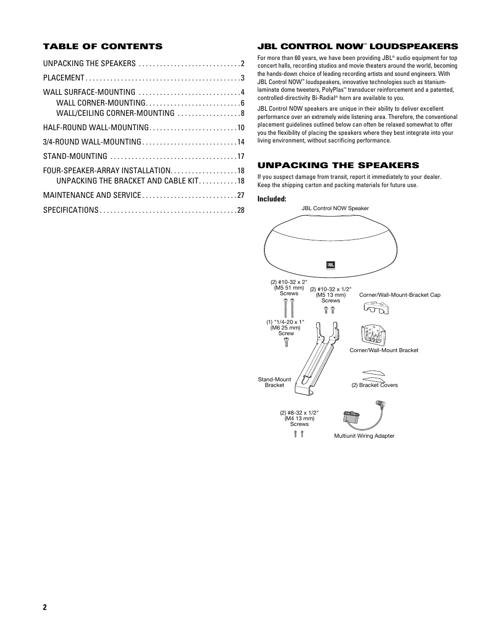 JBL CONTROL NOW AW User Manual | Page 2 / 30