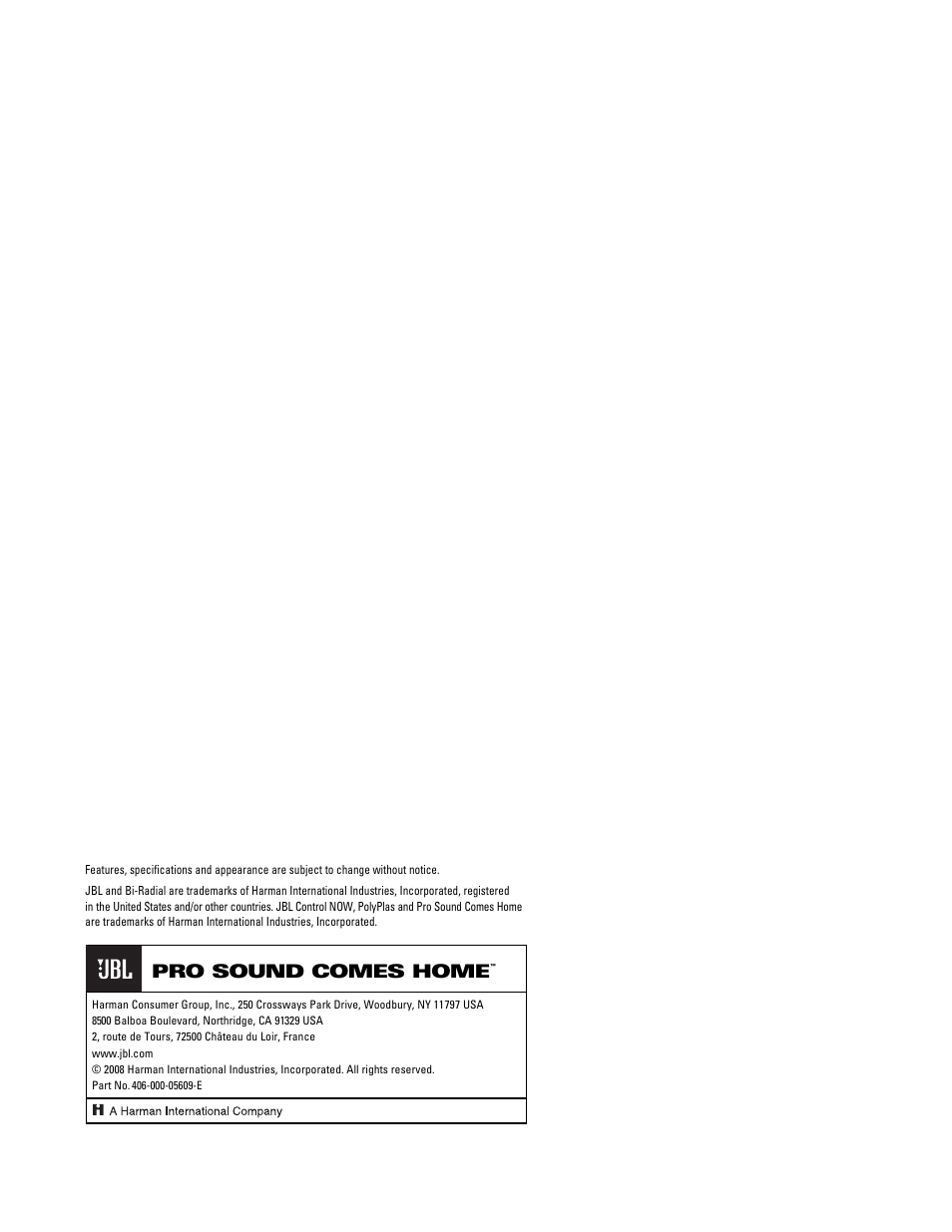 Pro sound comes home | JBL CONTROL NOW AW User Manual | Page 30 / 30