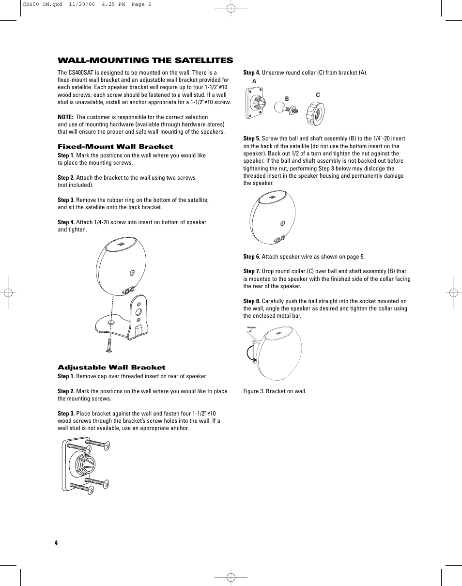 JBL CS400SAT User Manual | Page 4 / 8