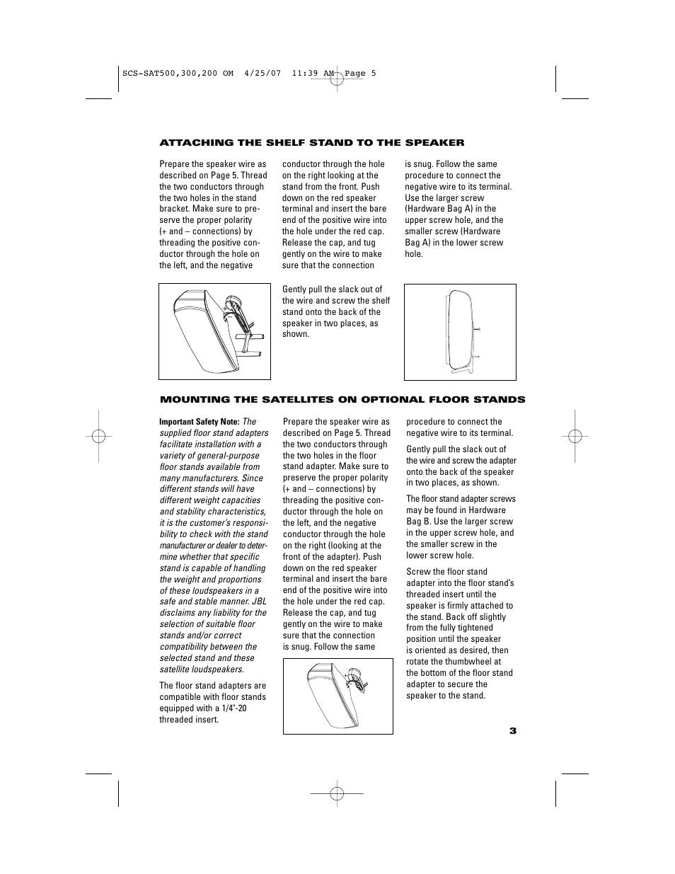 JBL SCS-SAT500 User Manual | Page 4 / 8