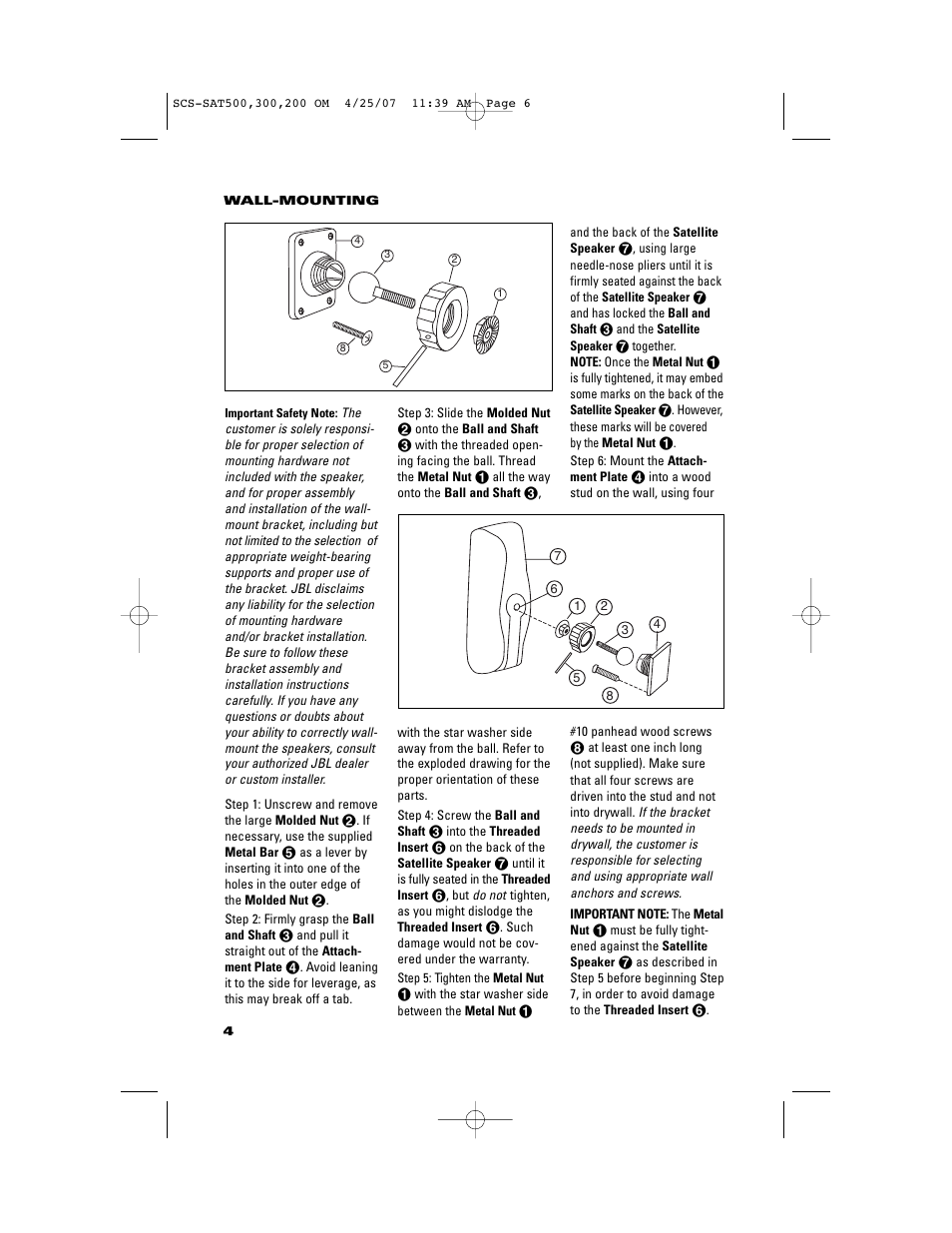 JBL SCS-SAT500 User Manual | Page 5 / 8