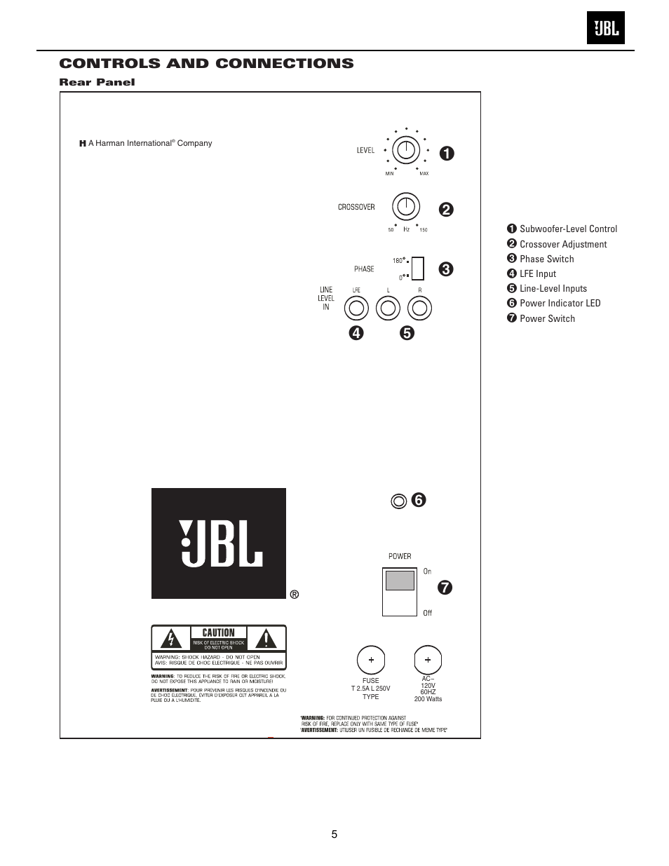 Connections………………………...……..…...…..…5 | JBL Balboa SUB10 User Manual | Page 6 / 27