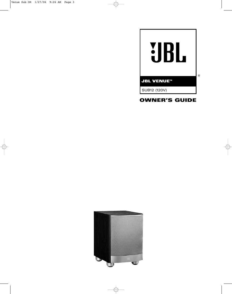 JBL SUB12 User Manual | 8 pages