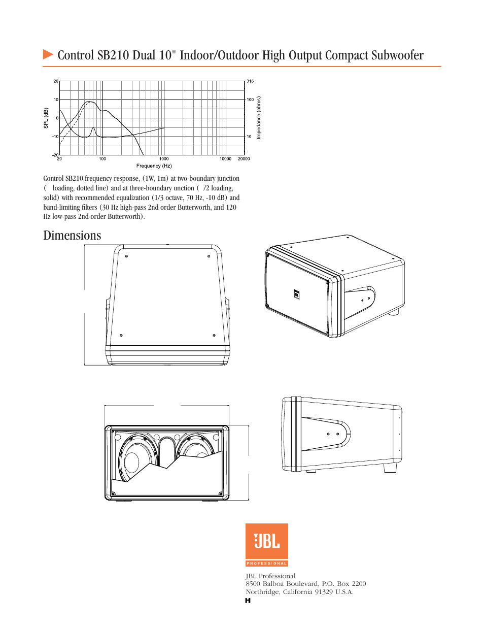 JBL Control SB210 User Manual | Page 2 / 2