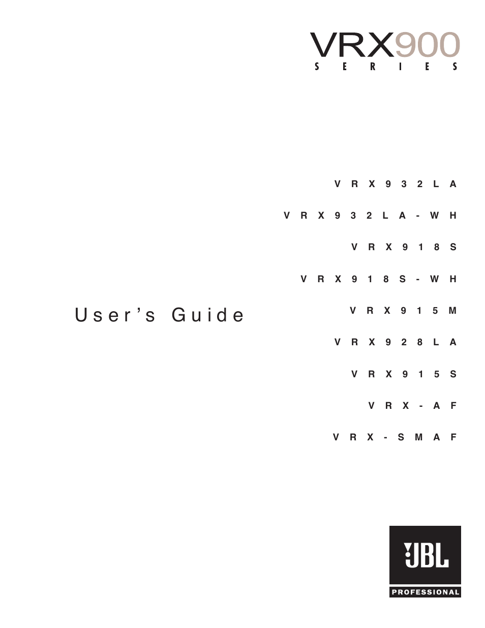 JBL VRX900 User Manual | 24 pages