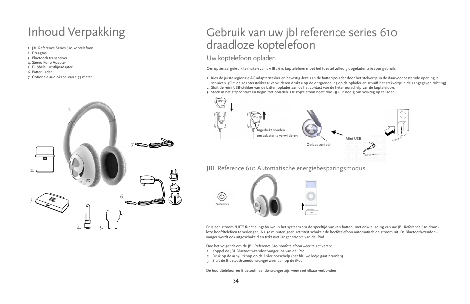 Inhoud verpakking | JBL 610 User Manual | Page 34 / 68