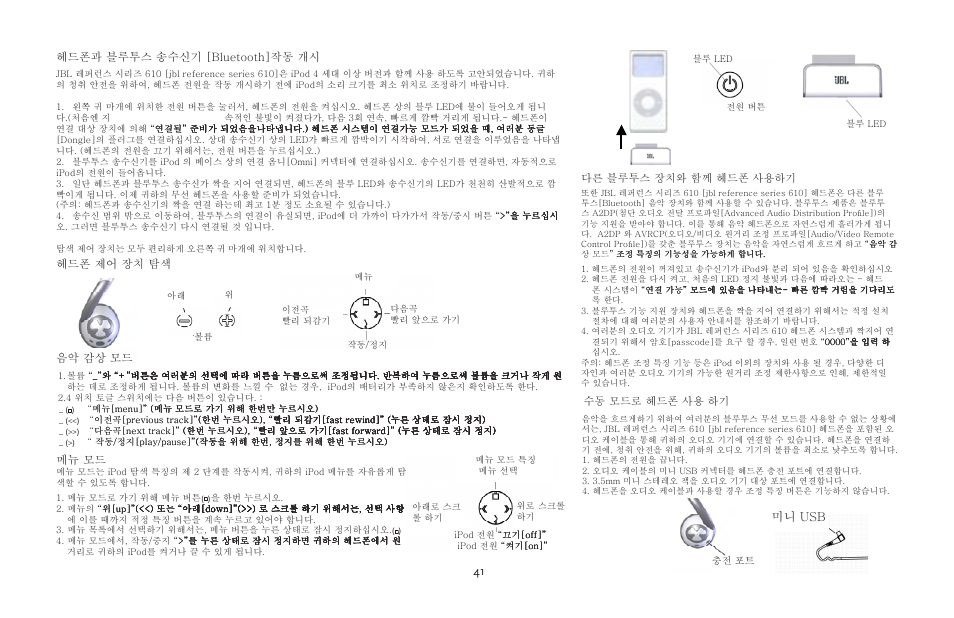 미니 usb | JBL 610 User Manual | Page 41 / 68