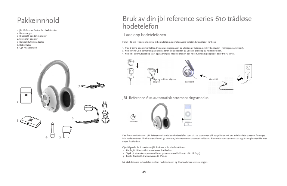 Pakkeinnhold | JBL 610 User Manual | Page 46 / 68