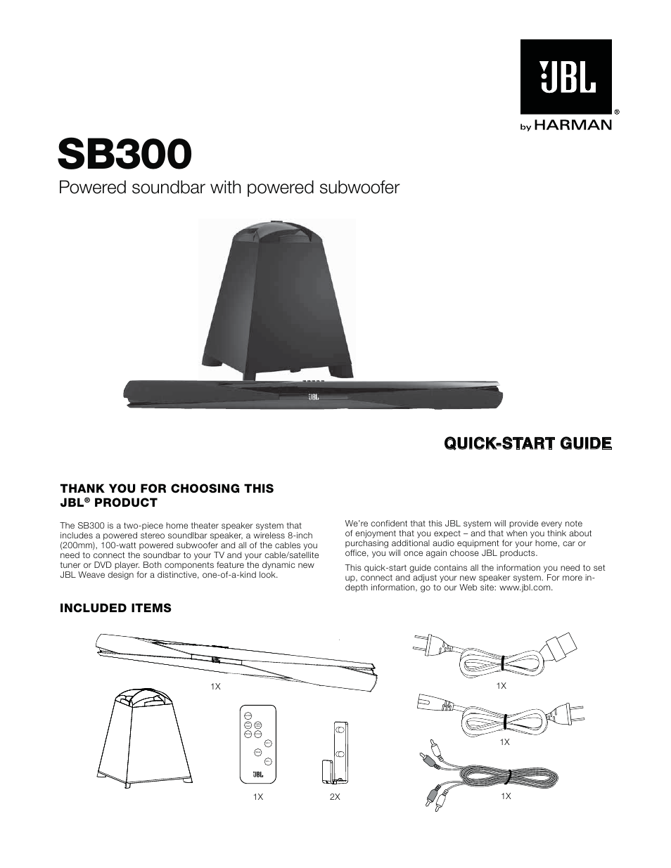 JBL SB300 User Manual | 8 pages