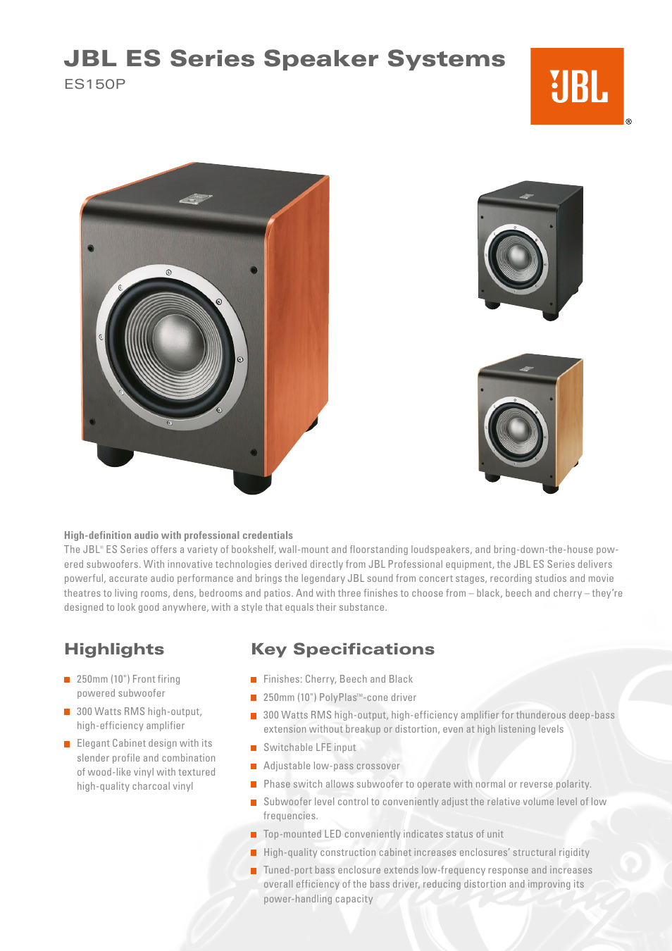 JBL ES150P User Manual | 2 pages