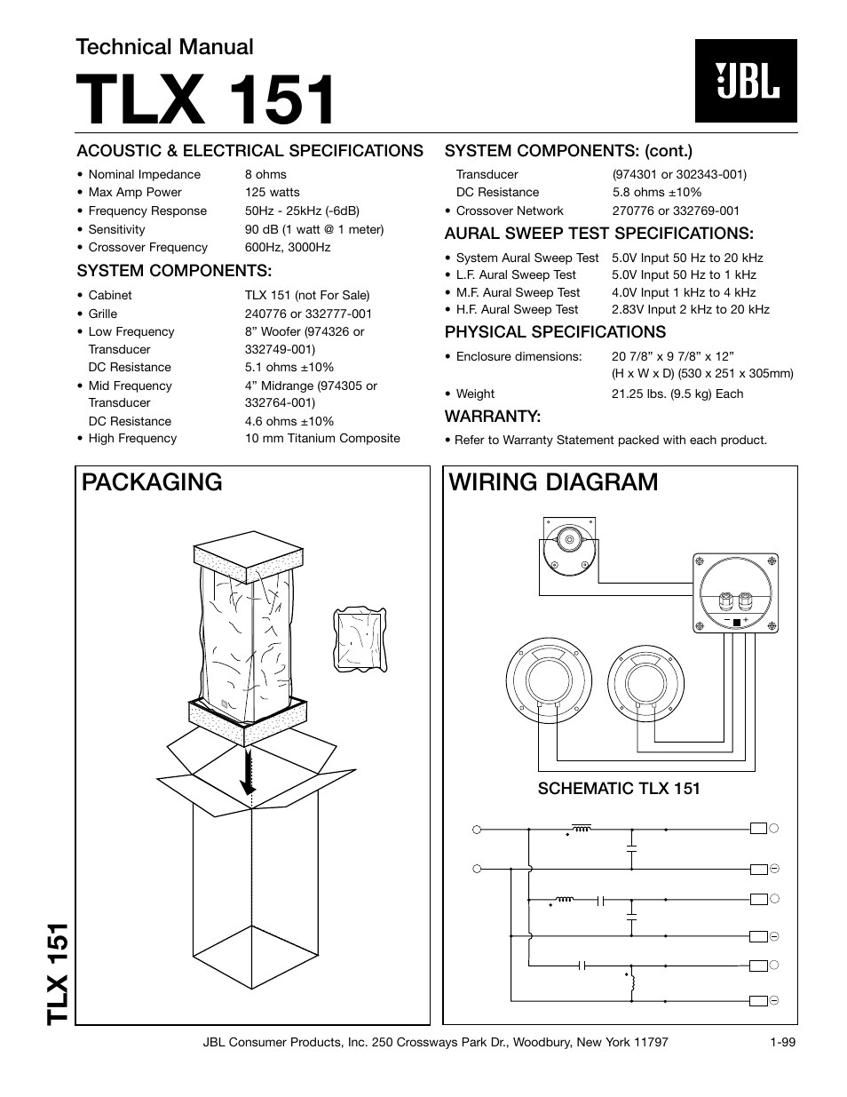 JBL TLX151 User Manual | 2 pages