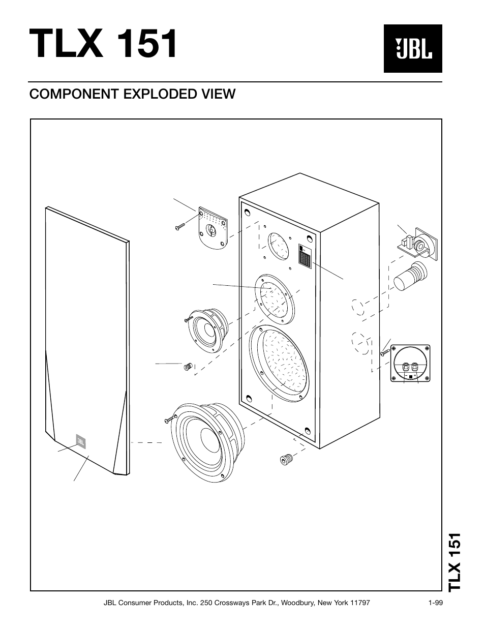 Tlx 151, Component exploded view | JBL TLX151 User Manual | Page 2 / 2