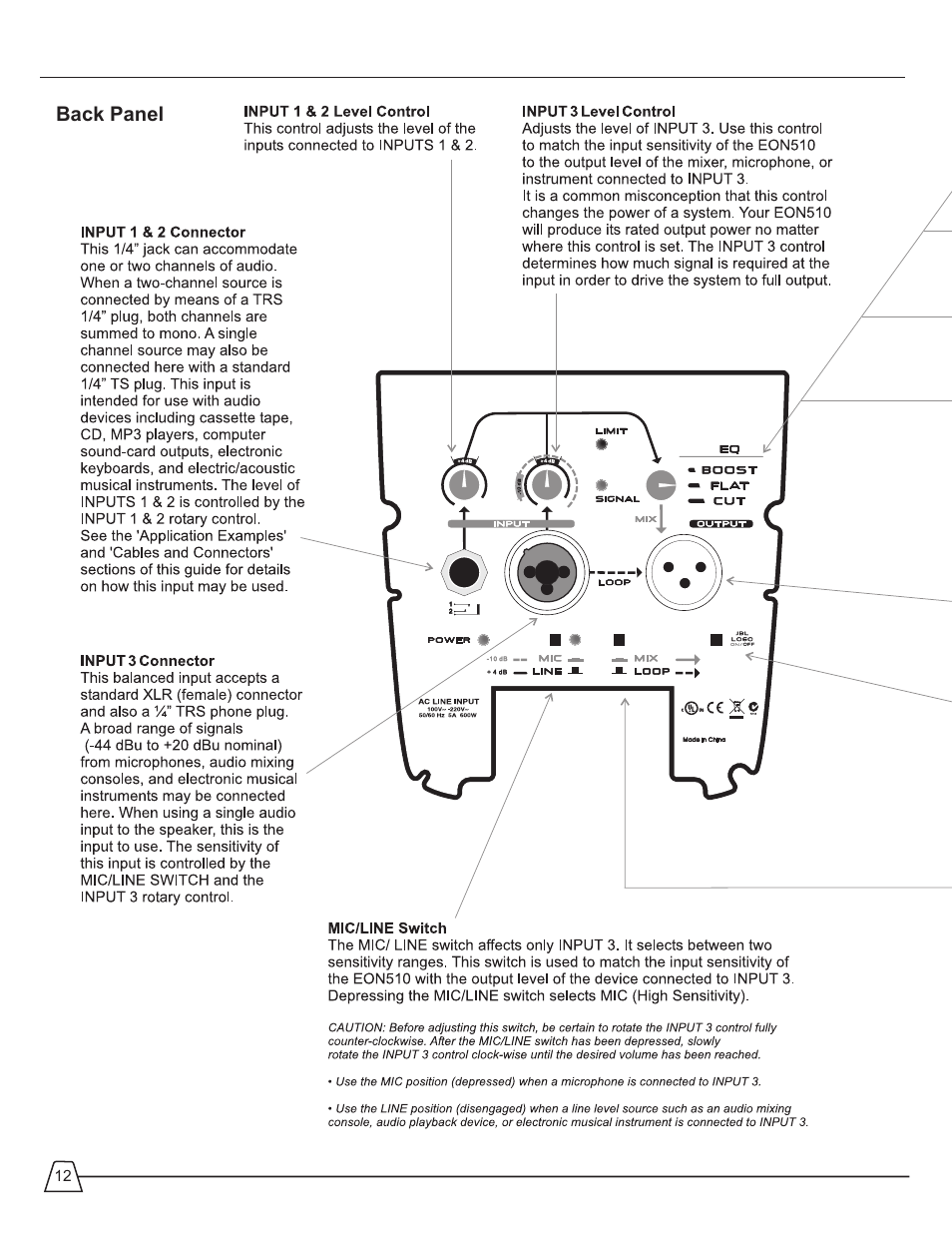 JBL EON 510 User Manual | Page 12 / 30