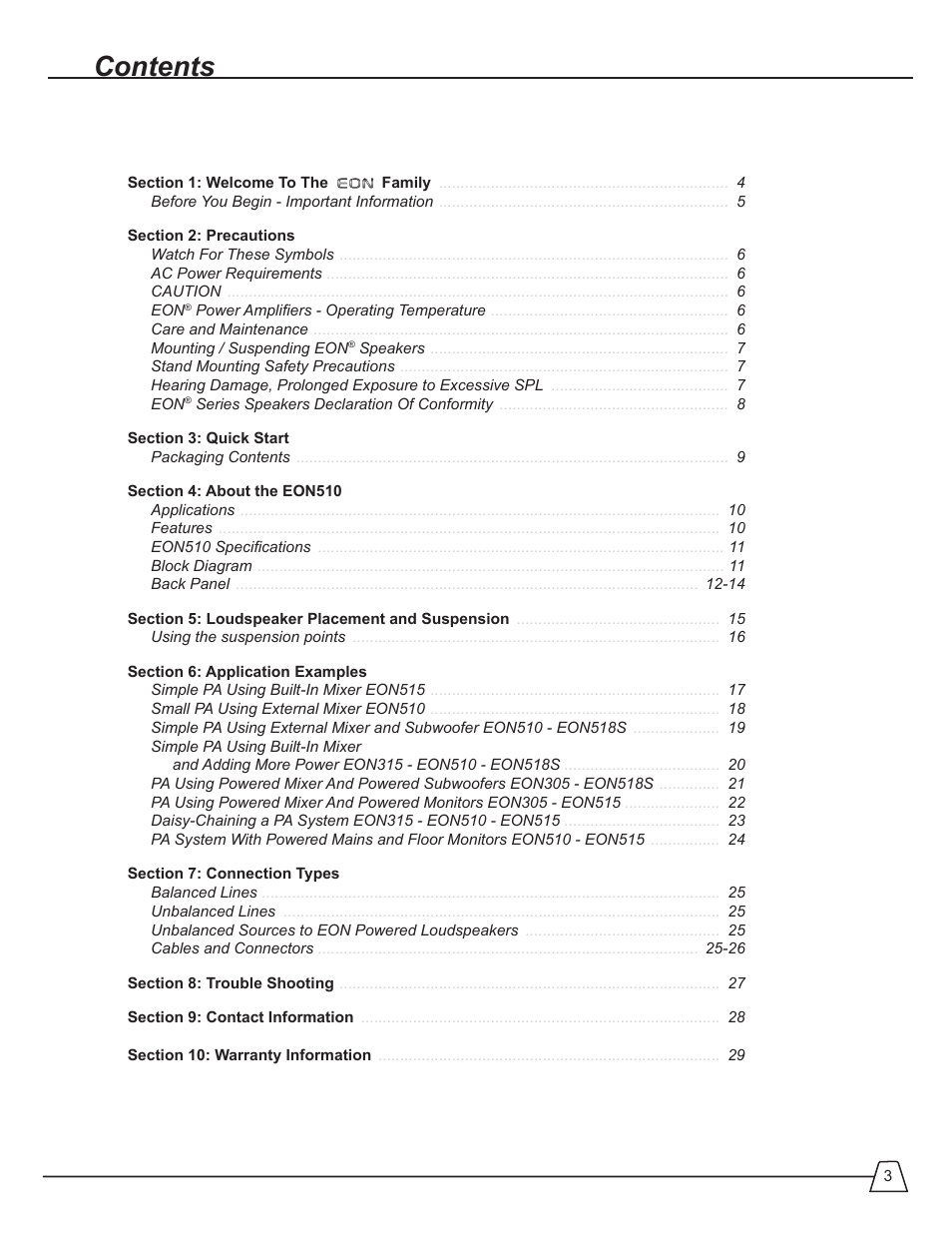 JBL EON 510 User Manual | Page 3 / 30