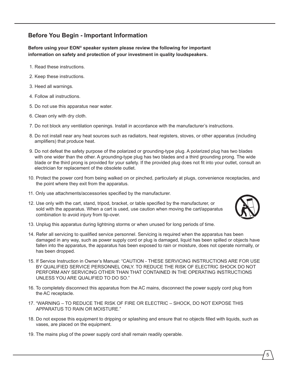 Before you begin - important information | JBL EON 510 User Manual | Page 5 / 30