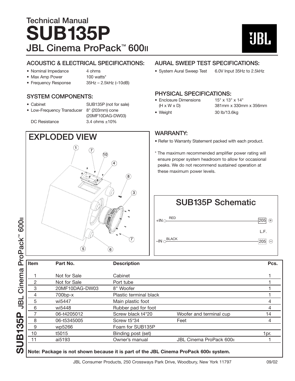 JBL NEXSTAR SX User Manual | 1 page